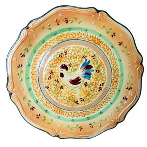 Rooster Plate Bella Casa by Ganz Ceramic Scalloped Cottage 11" Farmhouse Decor
